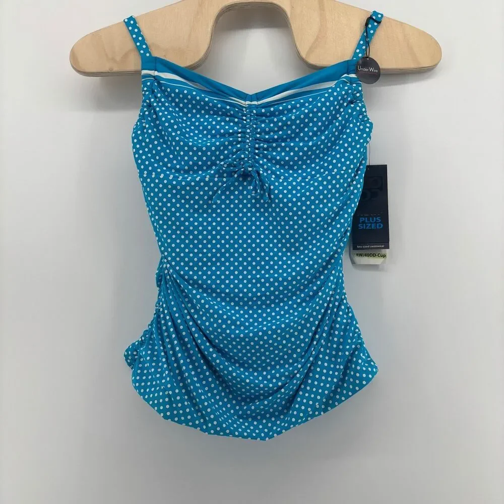 Coco Reef Tankini Top Blue Women 18W 40DD Polka Dot Underwire Marina NEW - Picture 2 of 10